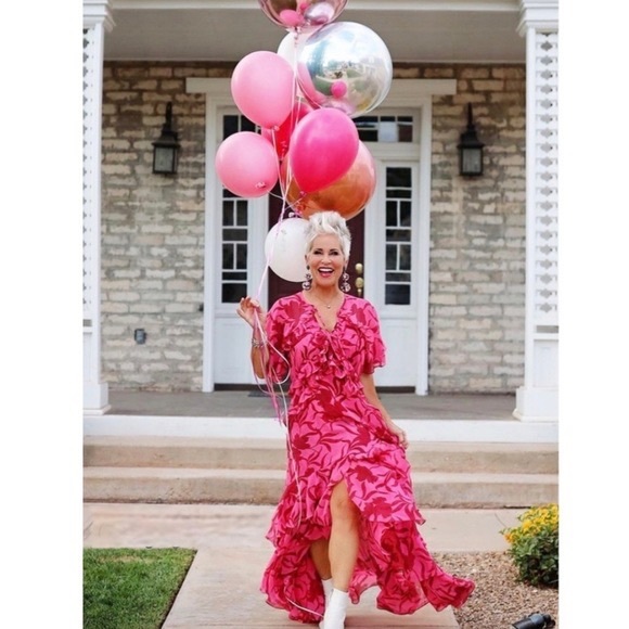 Misa Los Angeles Dresses & Skirts - Misa Los Angeles Sabrina Ruffled Maxi Dress Floral Pink Size XS NWT